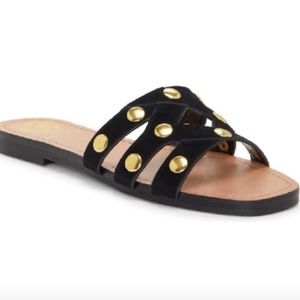 Vince Camuto Vazista Black Studded Suede Sandal
